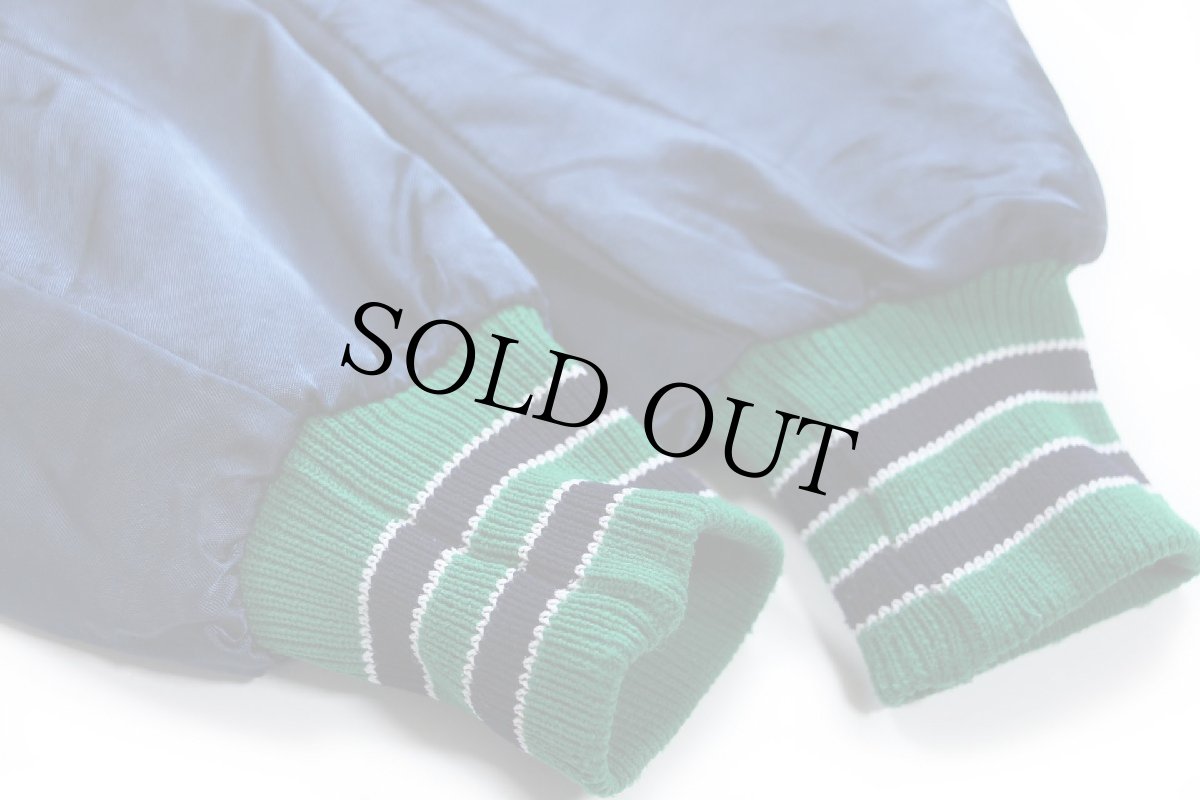 画像5: 80s USA製 DeLONG デロング KENNEDY パッチ付き キルティングライナー ナイロンスタジャン 紺 L (5)