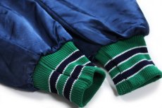 画像5: 80s USA製 DeLONG デロング KENNEDY パッチ付き キルティングライナー ナイロンスタジャン 紺 L (5)