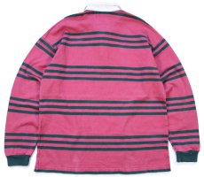 画像2: USA製 COLUMBIA KNIT ボーダー コットン ラガーシャツ ピンク×緑 L (2)