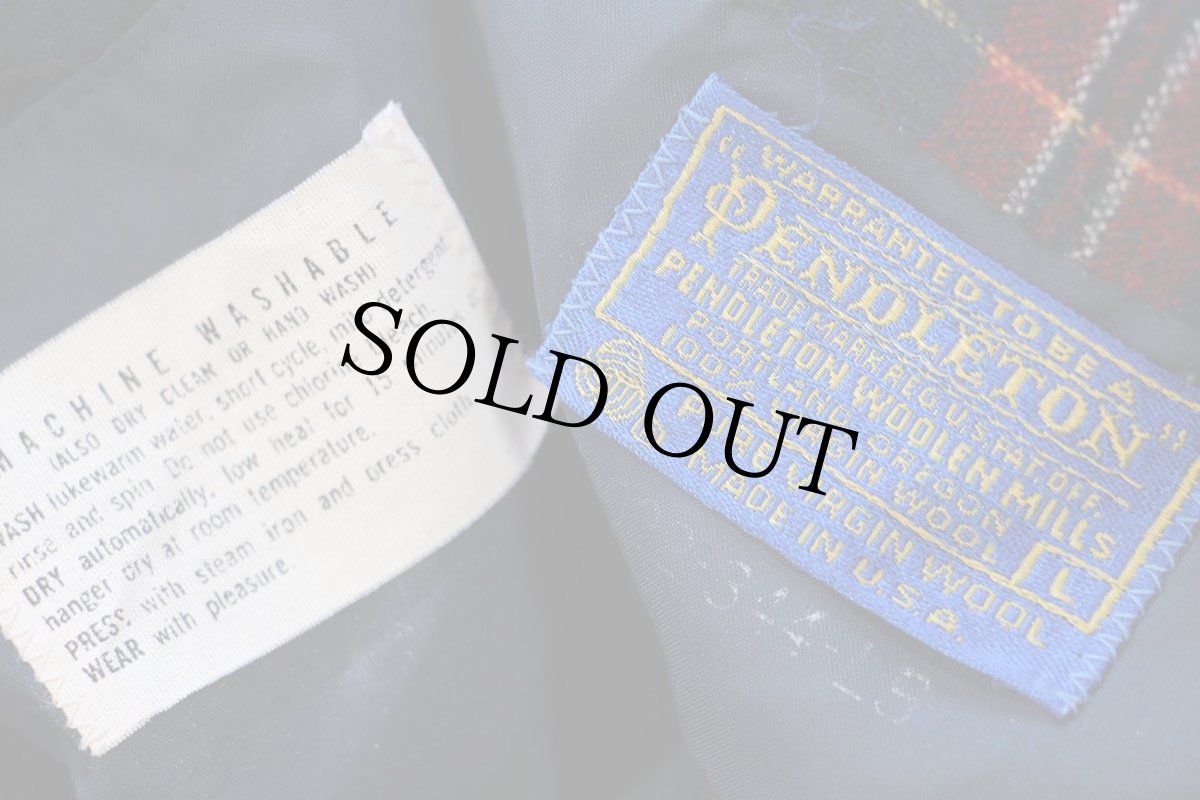 画像5: 70s USA製 PENDLETONペンドルトン タータンチェック オープンカラー ウールシャツ L (5)