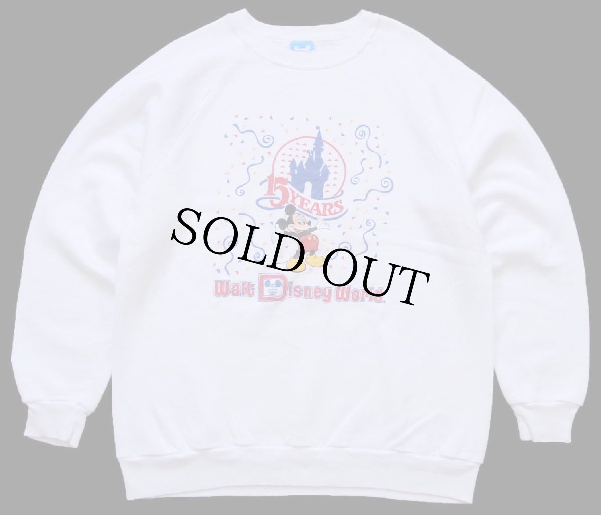 画像1: 80s USA製 Disney ディズニー 15YEARS Walt Disney World ミッキー マウス スウェット 白 L (1)