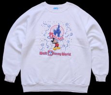 画像1: 80s USA製 Disney ディズニー 15YEARS Walt Disney World ミッキー マウス スウェット 白 L (1)