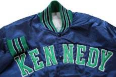 画像3: 80s USA製 DeLONG デロング KENNEDY パッチ付き キルティングライナー ナイロンスタジャン 紺 L (3)