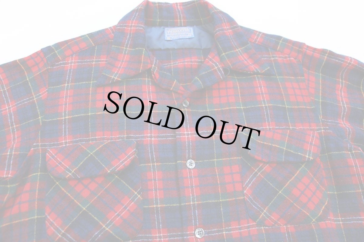 画像3: 70s USA製 PENDLETONペンドルトン タータンチェック オープンカラー ウールシャツ L (3)