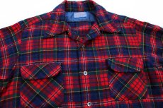 画像3: 70s USA製 PENDLETONペンドルトン タータンチェック オープンカラー ウールシャツ L (3)