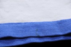 画像6: 90s USA製 LANDS'ENDランズエンド マルチボーダー コットン ラガーシャツ 青×白×黄 M (6)