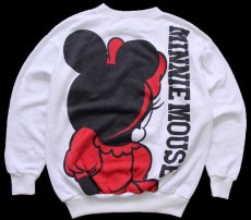 画像2: 80s USA製 Disneyディズニー MINNIE MOUSE ミニー マウス 両面プリント スウェット 白 M (2)