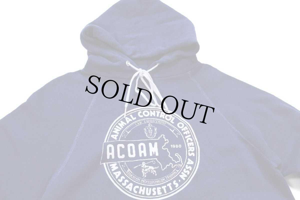 画像3: 80s USA製 Hanes ACOAM ANIMAL CONTROL OFFICERS ASSN MASSACHUSETTS スウェットパーカー 紺 M★フーディー (3)