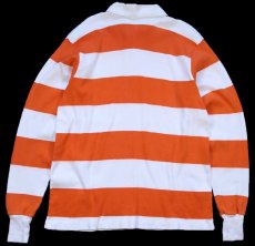 画像2: 80s USA製 Collegiate Pacific Oklahoma State 太ボーダー ヘビー コットン ラガーシャツ オレンジ×白 L (2)