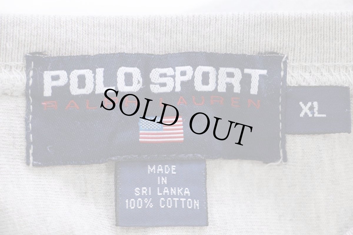 画像4: 90s POLO SPORT ポロ スポーツ ラルフローレン アップリケ 星条旗 刺繍 コットン アスレチックTシャツ 杢グレー XL (4)