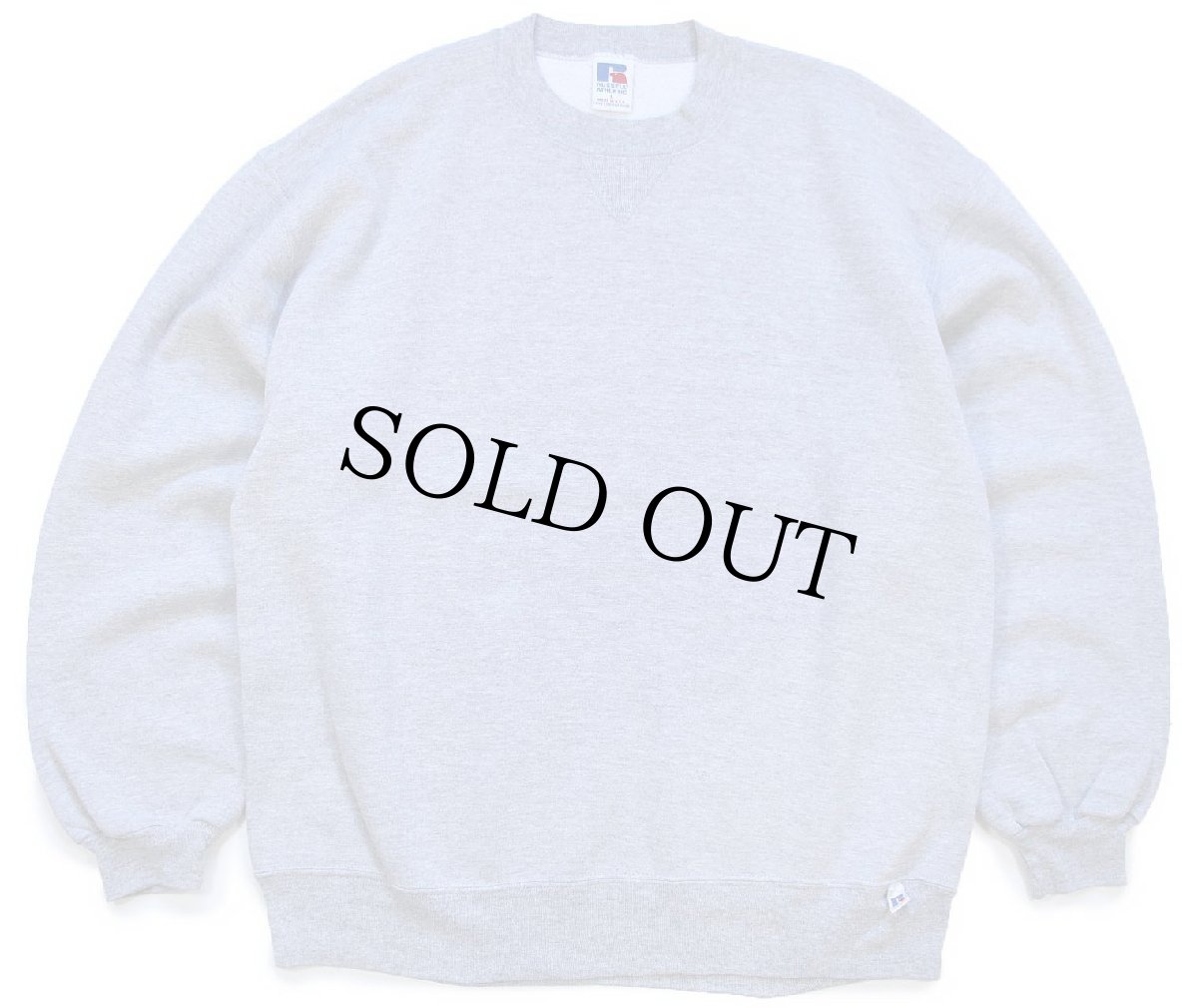 画像1: 90s USA製 RUSSELLラッセル 無地 前V スウェット 杢グレー L★ブランク (1)