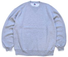 画像1: 90s USA製 RUSSELLラッセル 無地 前V スウェット 杢グレー L★ブランク (1)