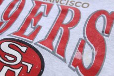 画像4: 90s USA製 RUSSELLラッセル NFL SAN FRANCISCO 49ERS ペンキ飛び 前V スウェット 杢ライトグレー XL (4)