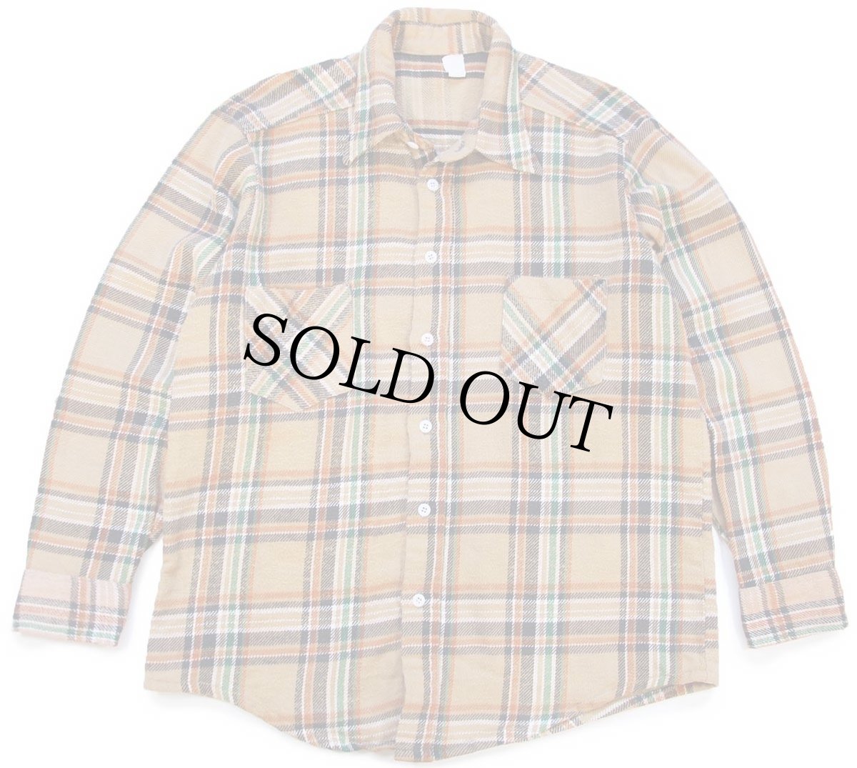 画像1: 70s UNKNOWN チェック コットン フランネルシャツ (1)