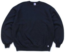 画像1: 90s USA製 RUSSELLラッセル 無地 前V スウェット 黒 XL★ブランク (1)