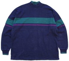 画像1: 80s USA製 L.L.Bean モックネック ヘビー コットン スウェット 紺 XL (1)