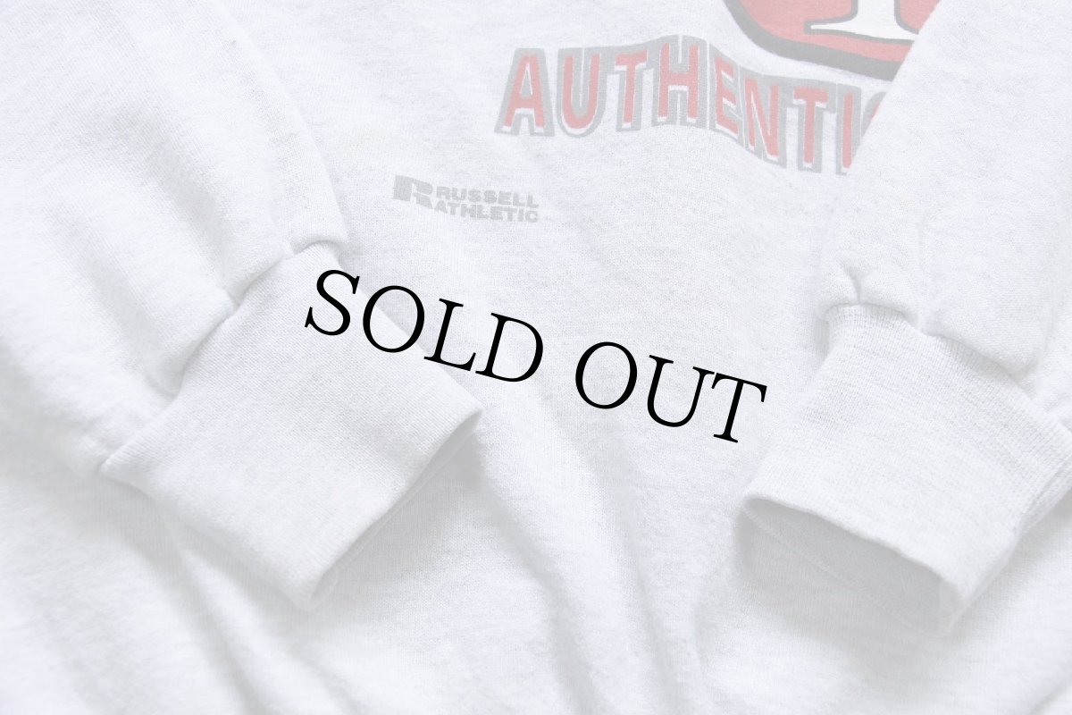 画像7: 90s USA製 RUSSELLラッセル NFL SAN FRANCISCO 49ERS ペンキ飛び 前V スウェット 杢ライトグレー XL (7)