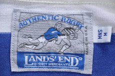 画像4: 90s USA製 LANDS'ENDランズエンド マルチボーダー コットン ラガーシャツ 青×白×黄 M (4)