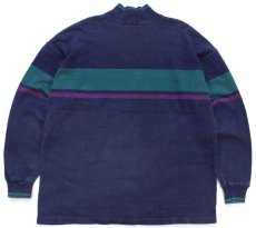 画像2: 80s USA製 L.L.Bean モックネック ヘビー コットン スウェット 紺 XL (2)