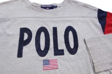 画像3: 90s POLO SPORT ポロ スポーツ ラルフローレン アップリケ 星条旗 刺繍 コットン アスレチックTシャツ 杢グレー XL (3)
