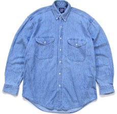 画像1: 90s カナダ製 GAPギャップ ボタンダウン デニムシャツ M (1)