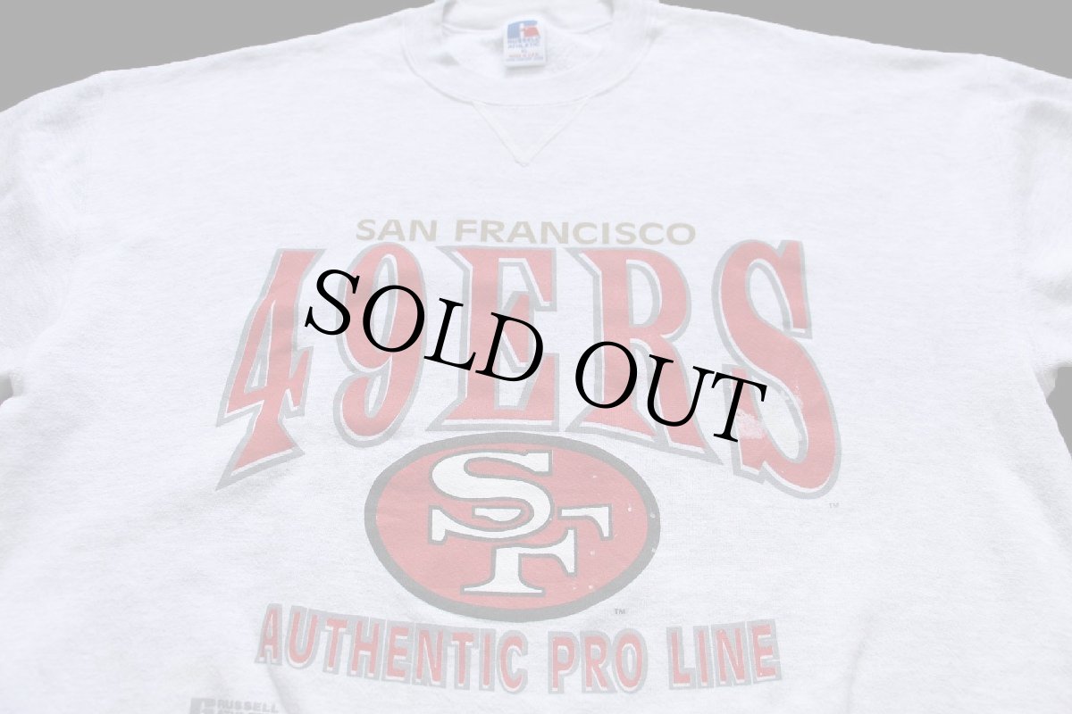 画像3: 90s USA製 RUSSELLラッセル NFL SAN FRANCISCO 49ERS ペンキ飛び 前V スウェット 杢ライトグレー XL (3)