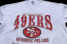 画像3: 90s USA製 RUSSELLラッセル NFL SAN FRANCISCO 49ERS ペンキ飛び 前V スウェット 杢ライトグレー XL (3)