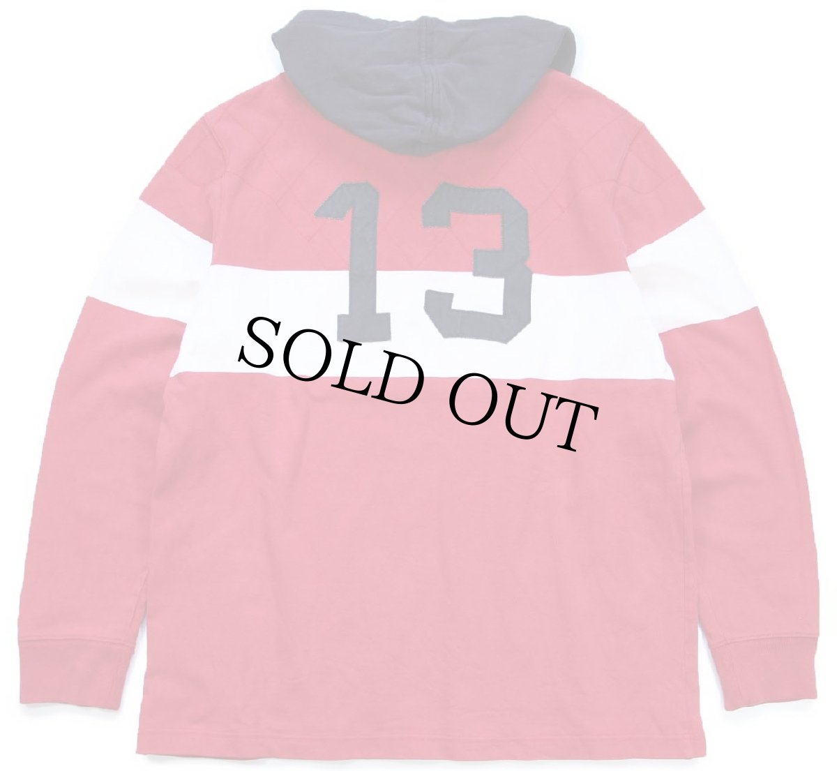 画像2: 00s RUGBY ラルフローレン Japan パッチ&刺繍 13 ナンバリング コットン ラガーシャツ パーカー 赤×白 XL (2)