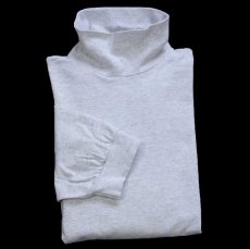 画像1: 90s USA製 Leeリー 無地 タートルネック コットン 長袖Tシャツ 杢ライトグレー XL (1)