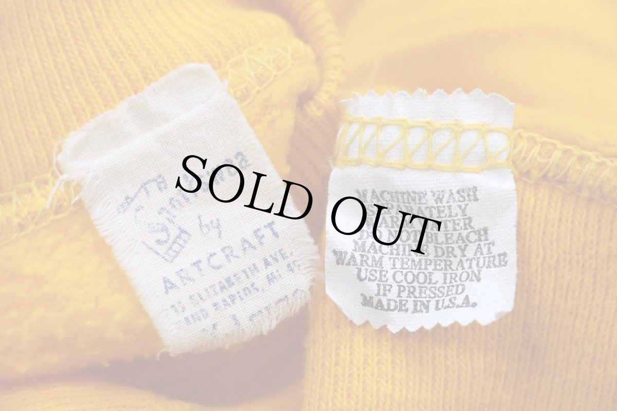 画像5: 70s USA製 NATIONAL RAIL ROADERS CAMPING ASS'N 染み込み バックプリント スウェット 濃黄 XL (5)