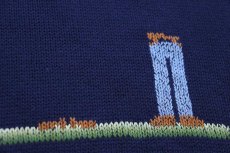 画像4: 90s USA製 LANDS'ENDランズエンド 編み柄 サドルショルダー コットンニット セーター 紺 W-L (4)