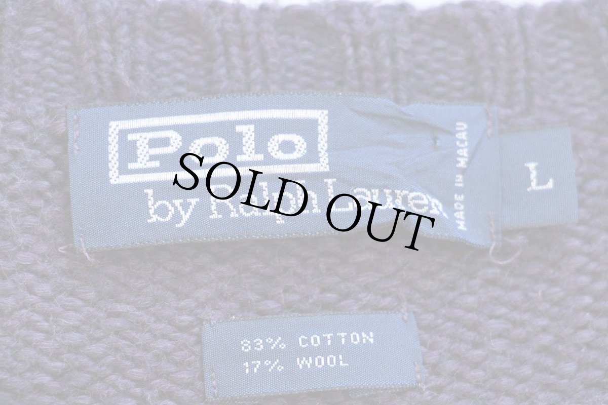 画像4: 90s ポロ ラルフローレン ワンポイント コットン×ウールニット セーター パープル ミックス L (4)