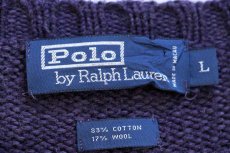 画像4: 90s ポロ ラルフローレン ワンポイント コットン×ウールニット セーター パープル ミックス L (4)