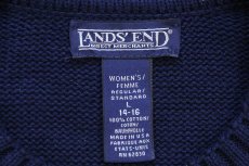画像5: 90s USA製 LANDS'ENDランズエンド 編み柄 サドルショルダー コットンニット セーター 紺 W-L (5)