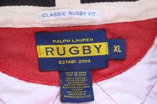 画像5: 00s RUGBY ラルフローレン Japan パッチ&刺繍 13 ナンバリング コットン ラガーシャツ パーカー 赤×白 XL (5)