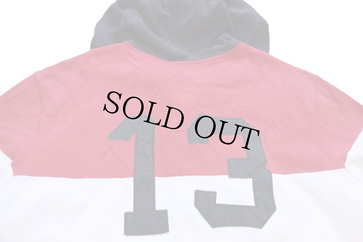 画像4: 00s RUGBY ラルフローレン Japan パッチ&刺繍 13 ナンバリング コットン ラガーシャツ パーカー 赤×白 XL (4)