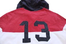 画像4: 00s RUGBY ラルフローレン Japan パッチ&刺繍 13 ナンバリング コットン ラガーシャツ パーカー 赤×白 XL (4)