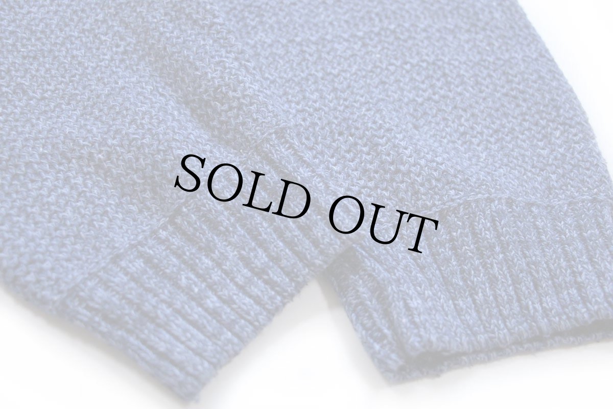 画像6: 90s USA製 BASIC CONCEPTS ヘンリーネック ローゲージ コットンニット セーター インディゴ ミックス L (6)