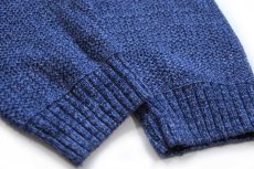 画像6: 90s USA製 BASIC CONCEPTS ヘンリーネック ローゲージ コットンニット セーター インディゴ ミックス L (6)