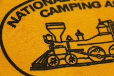 画像4: 70s USA製 NATIONAL RAIL ROADERS CAMPING ASS'N 染み込み バックプリント スウェット 濃黄 XL (4)