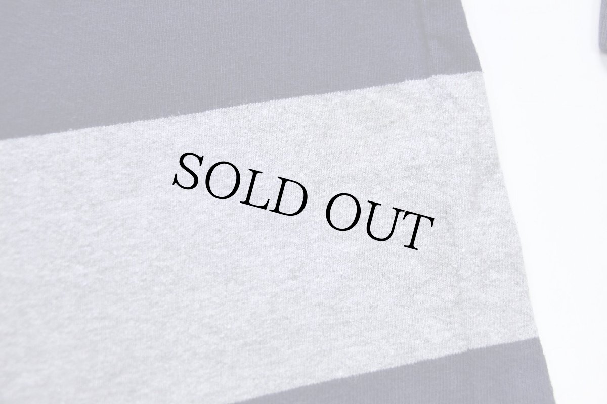 画像6: 80s USA製 L.L.Bean Touchstone Pictures ロゴ刺繍 ボーダー コットン ラガーシャツ 杢グレー×紺 L (6)