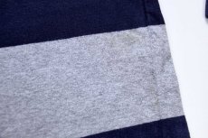 画像6: 80s USA製 L.L.Bean Touchstone Pictures ロゴ刺繍 ボーダー コットン ラガーシャツ 杢グレー×紺 L (6)