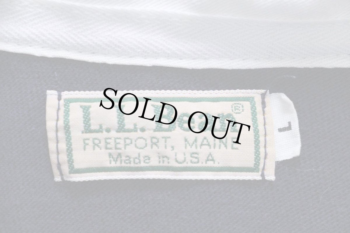 画像4: 80s USA製 L.L.Bean Touchstone Pictures ロゴ刺繍 ボーダー コットン ラガーシャツ 杢グレー×紺 L (4)