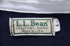 画像4: 80s USA製 L.L.Bean Touchstone Pictures ロゴ刺繍 ボーダー コットン ラガーシャツ 杢グレー×紺 L (4)