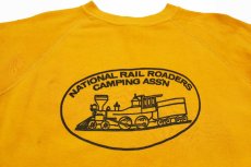 画像3: 70s USA製 NATIONAL RAIL ROADERS CAMPING ASS'N 染み込み バックプリント スウェット 濃黄 XL (3)