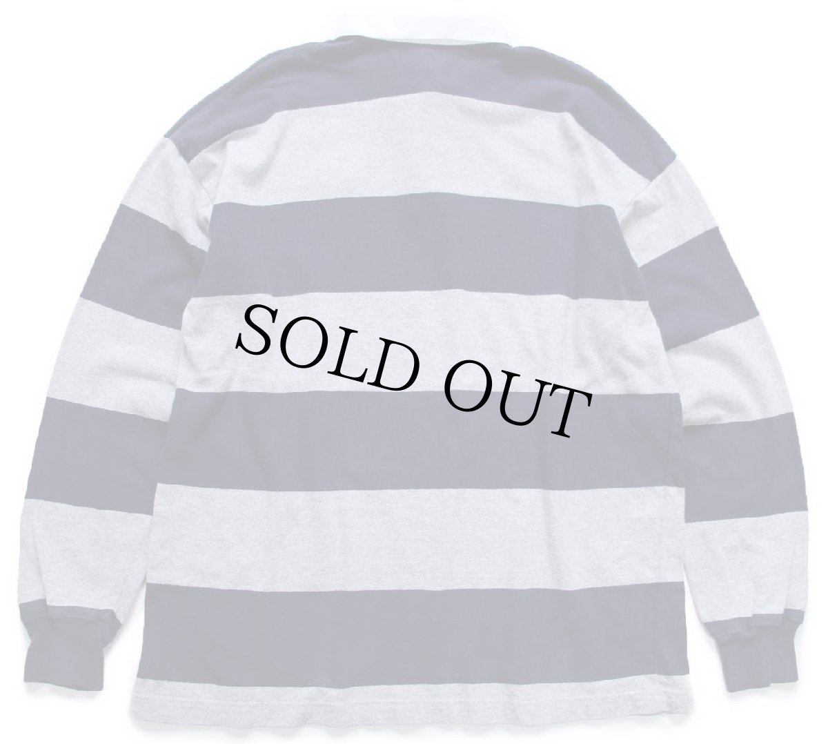 画像2: 80s USA製 L.L.Bean Touchstone Pictures ロゴ刺繍 ボーダー コットン ラガーシャツ 杢グレー×紺 L (2)