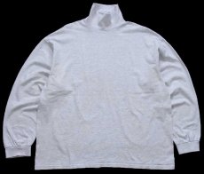 画像2: 90s USA製 Leeリー 無地 タートルネック コットン 長袖Tシャツ 杢ライトグレー XL (2)