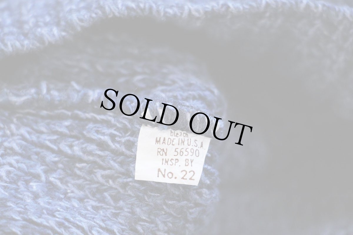 画像5: 90s USA製 BASIC CONCEPTS ヘンリーネック ローゲージ コットンニット セーター インディゴ ミックス L (5)