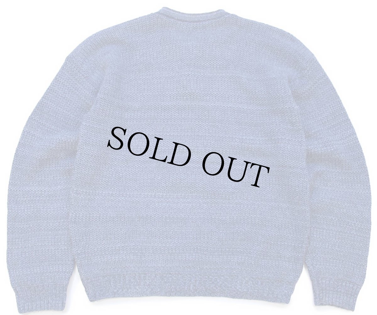 画像2: 90s USA製 BASIC CONCEPTS ヘンリーネック ローゲージ コットンニット セーター インディゴ ミックス L (2)