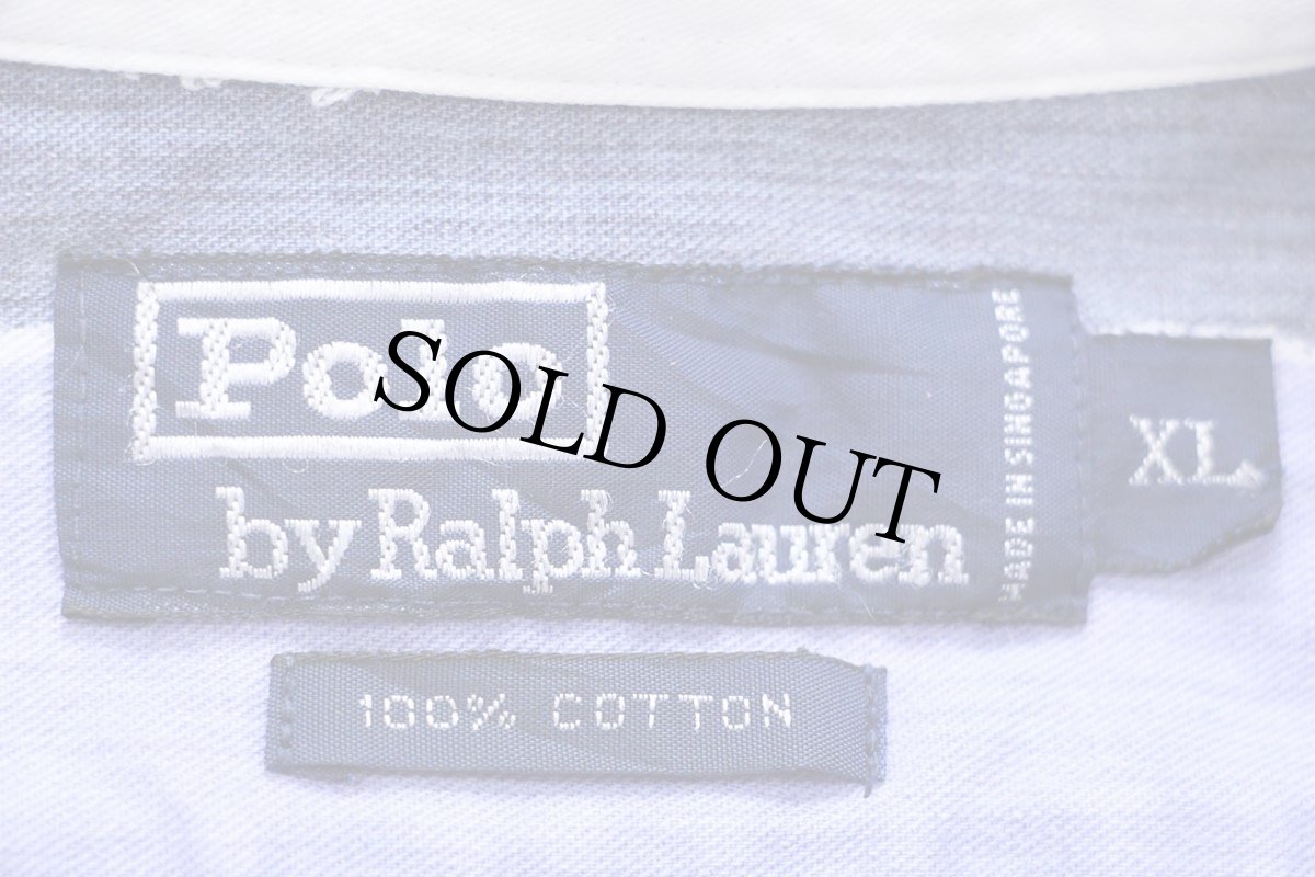 画像4: 90s ポロ ラルフローレン ラガータイプ 太ボーダー プリント コットンシャツ XL (4)